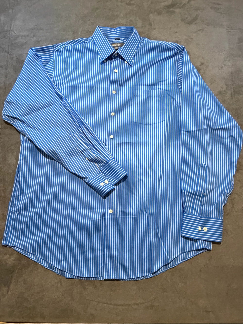 Kenneth Cole Blue and Grey Striped Dress Shirt